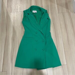 Adelyn Rae Green Double-Breasted Mini Blazer Dress, Size 0/2
